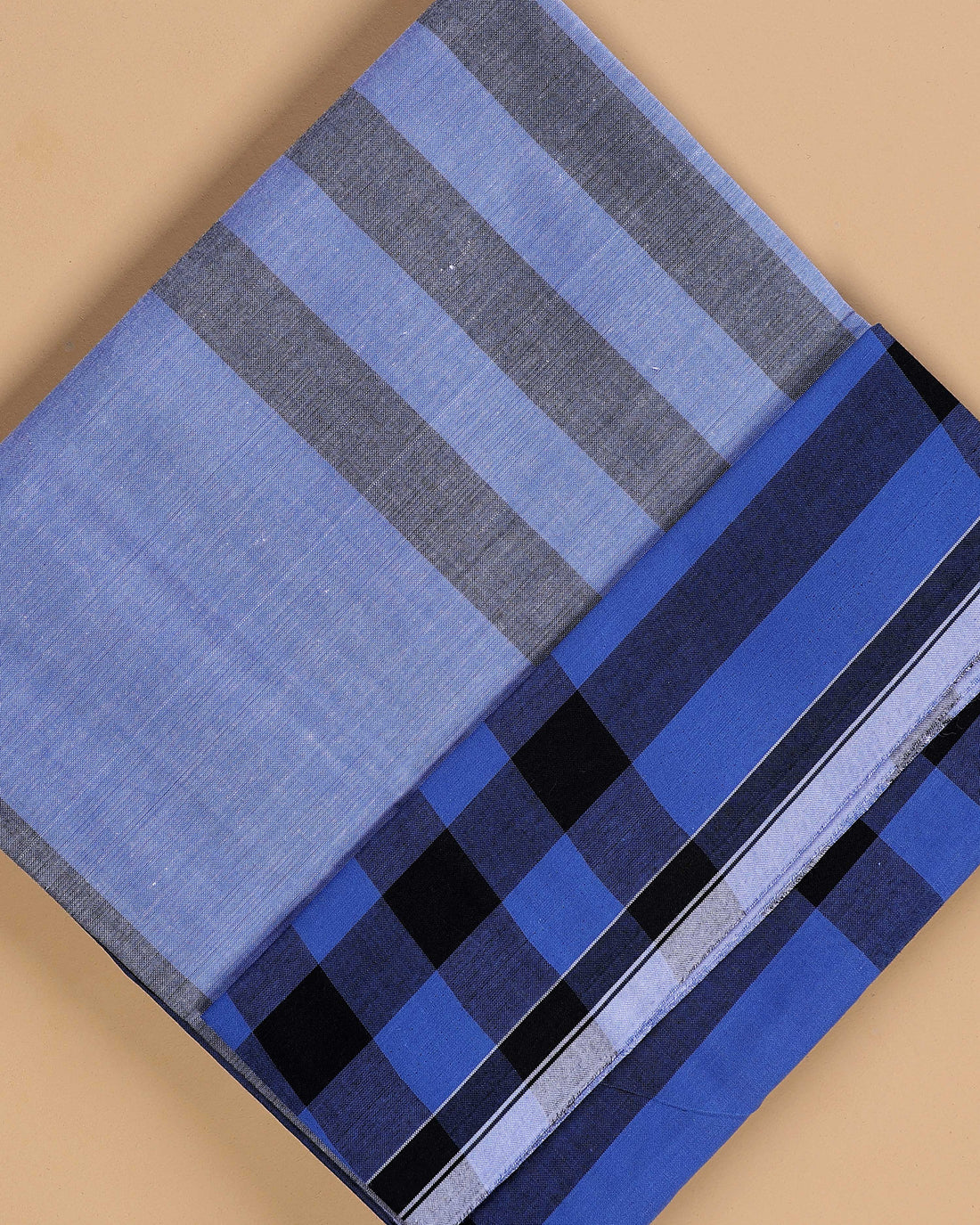 Kibs Brand Men's Premium Cotton Striped Lungi Stitched - Blue