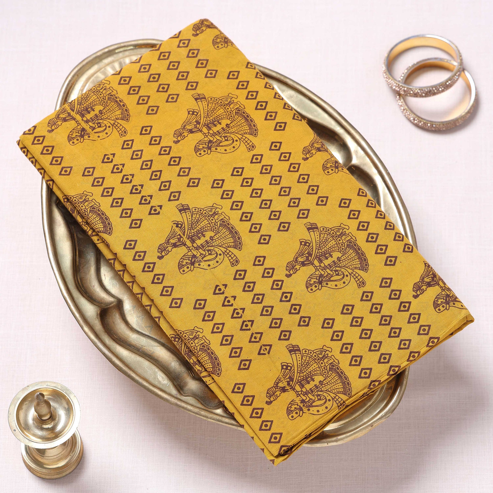 Yellow Color Sungudi Cotton Saree