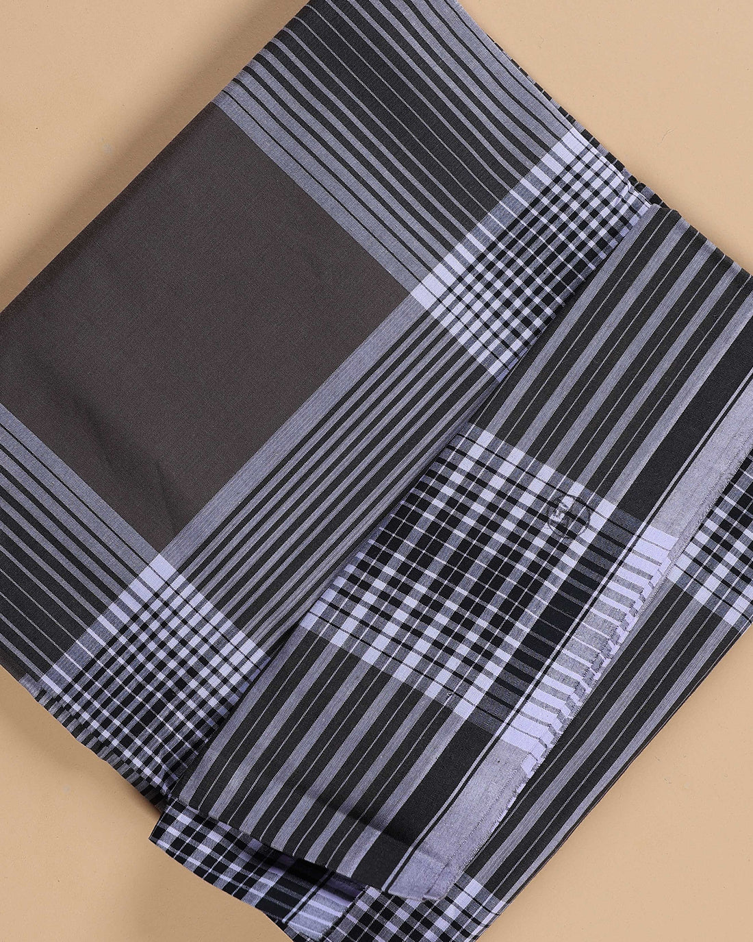 Sangu Brand Men's Premium Cotton Striped Lungi Stitched - Multi