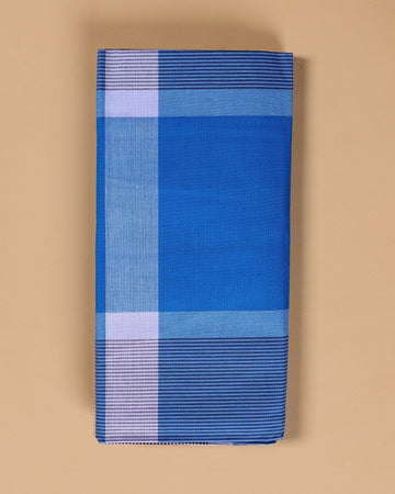 Nandu Brand Men's Premium Cotton Striped Lungi Stitched - Blue