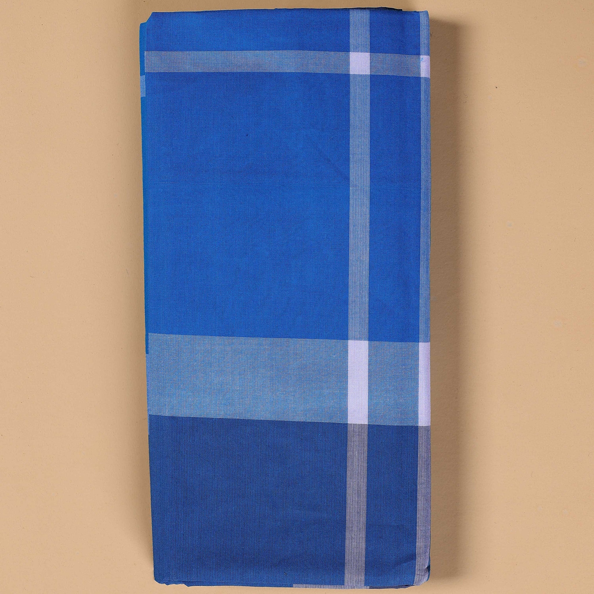 Nandu Brand Men's Premium Cotton Checked Lungi Stitched - Blue