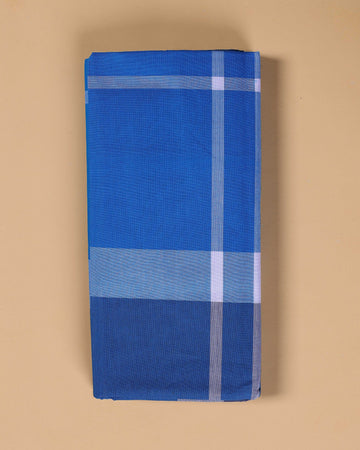 Nandu Brand Men's Premium Cotton Checked Lungi Stitched - Blue