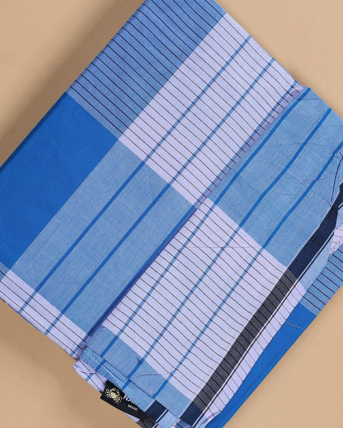 Nandu Brand Men's Premium Cotton Striped Lungi Stitched - Blue