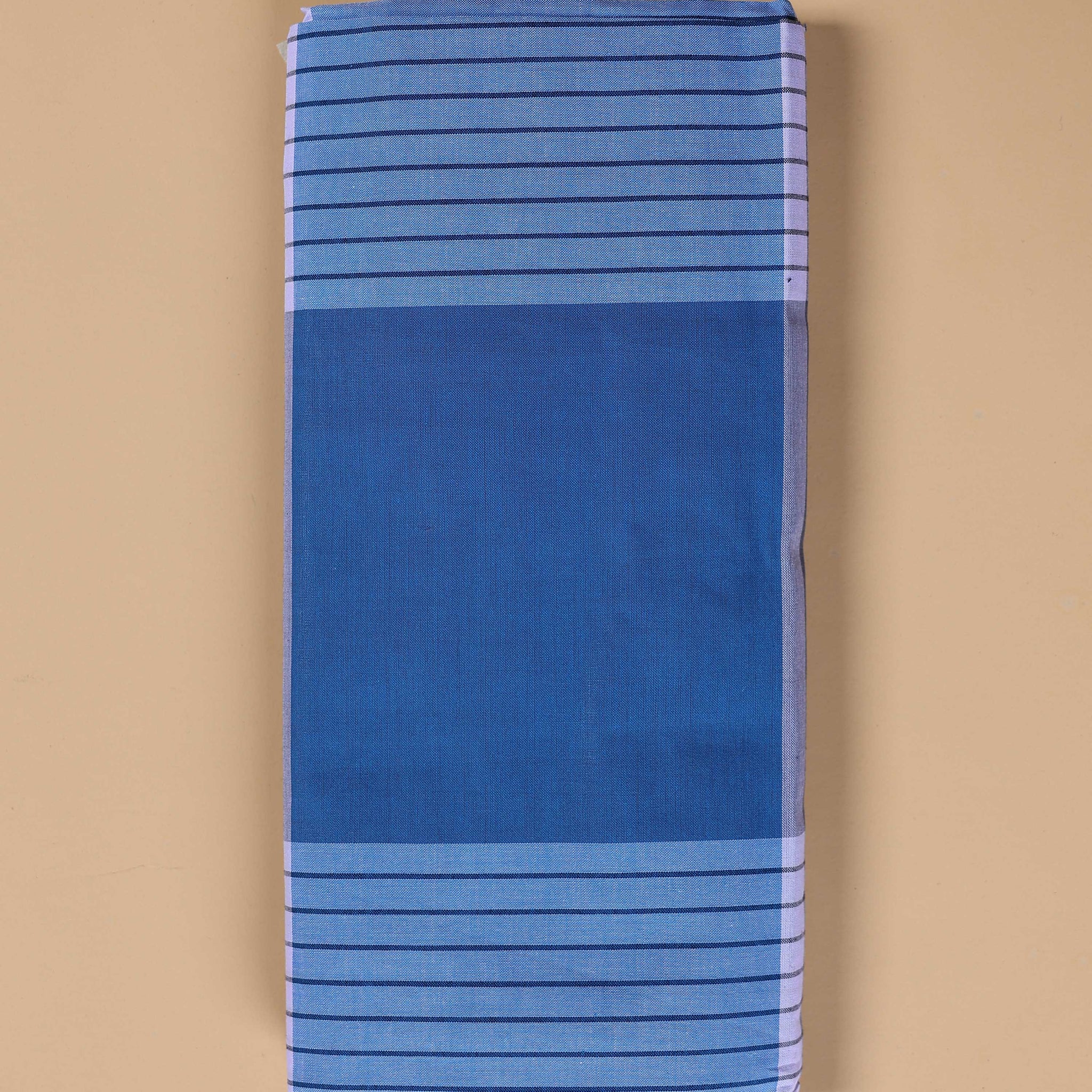 Nandu Brand Men's Premium Cotton Striped Lungi Stitched - Blue