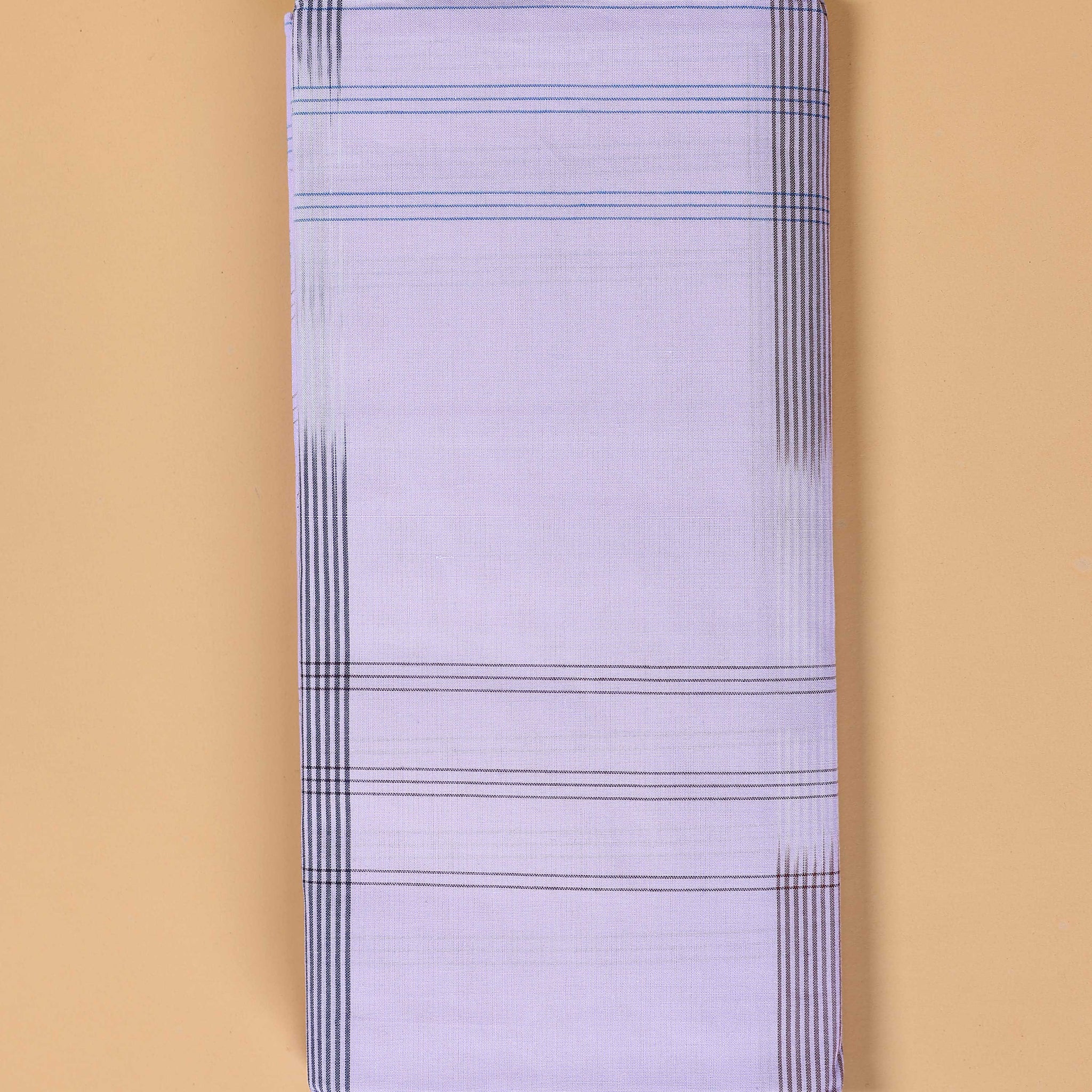 Nandu Brand Men's Premium Cotton Striped Lungi Stitched - White