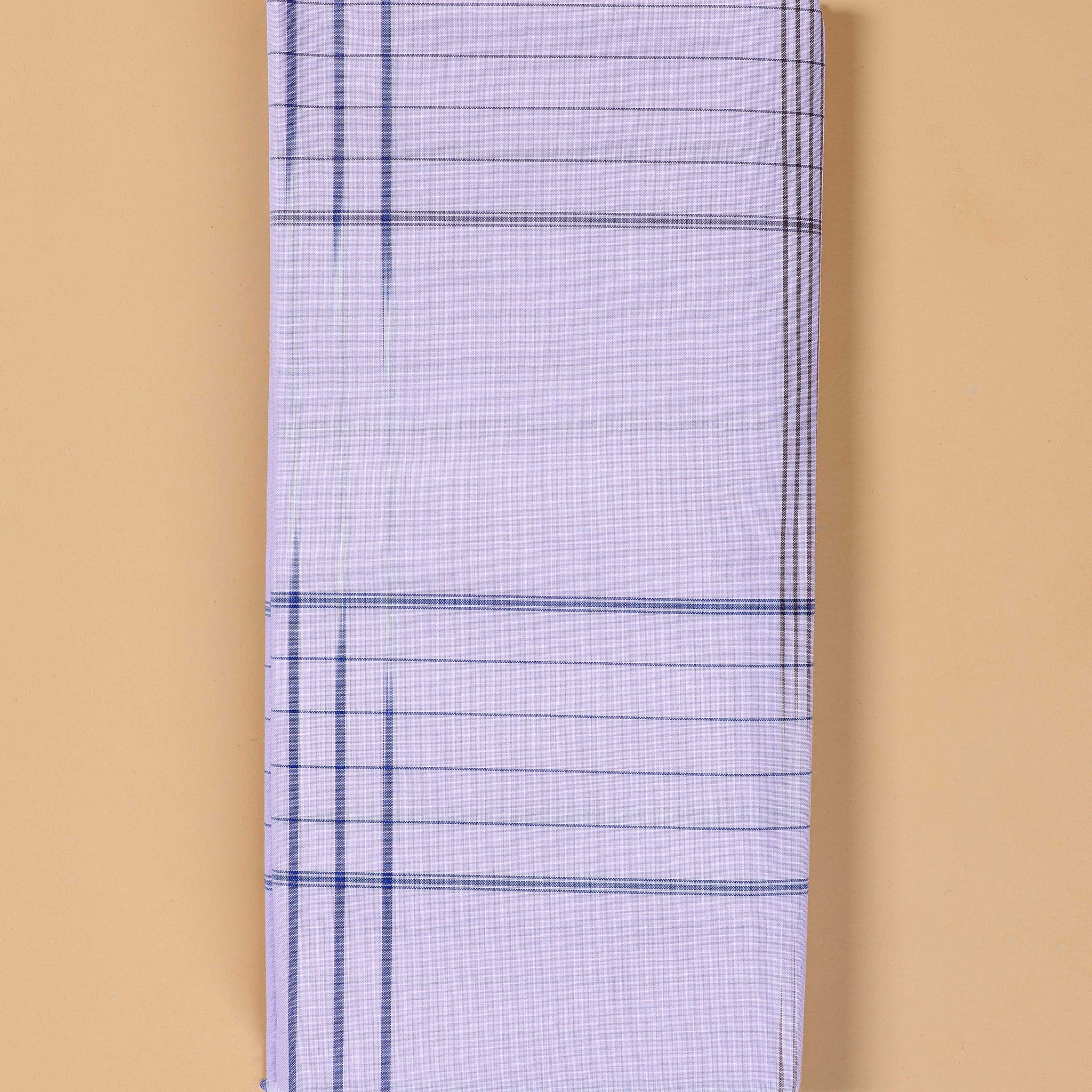 Nandu Brand Men's Premium Cotton Striped Lungi Stitched - White
