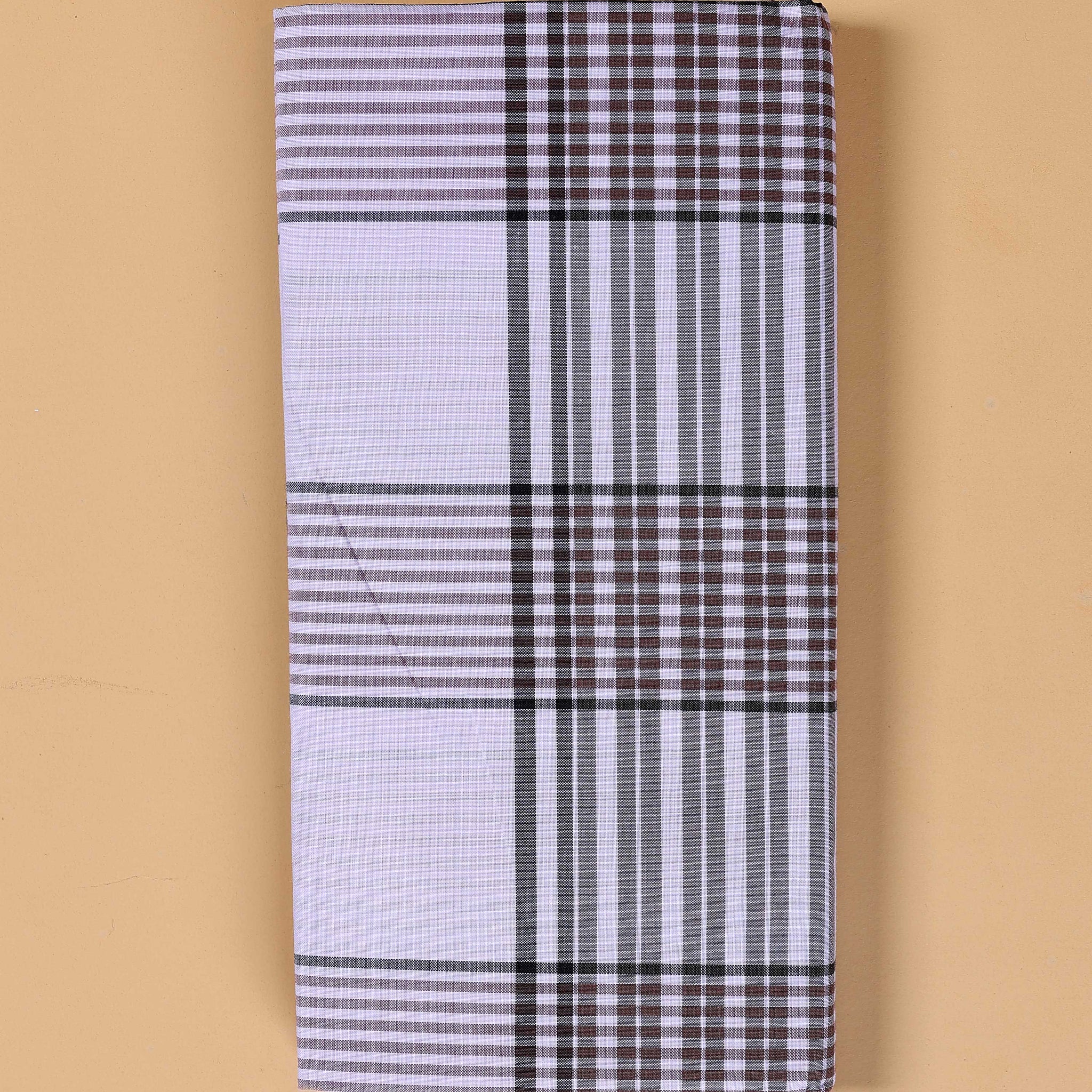 Kibs Brand Men's Premium Cotton Striped Lungi Stitched - White