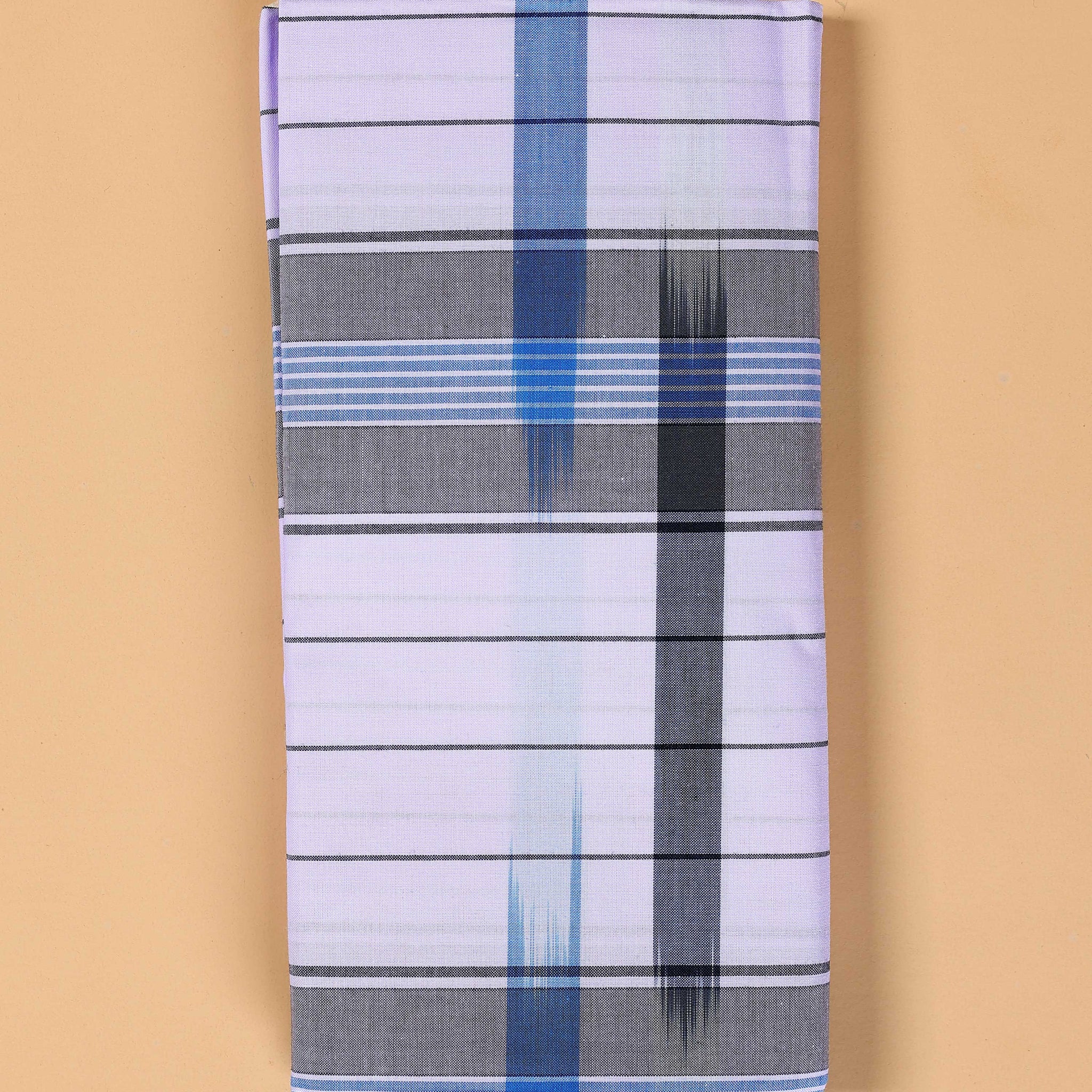 Kibs Brand Men's Premium Cotton Striped Lungi Stitched - White