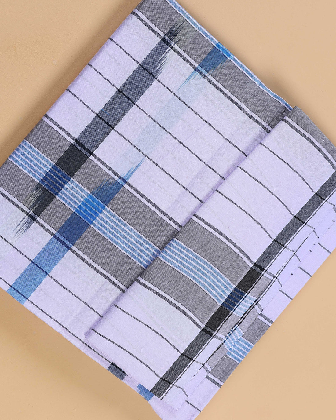Kibs Brand Men's Premium Cotton Striped Lungi Stitched - White