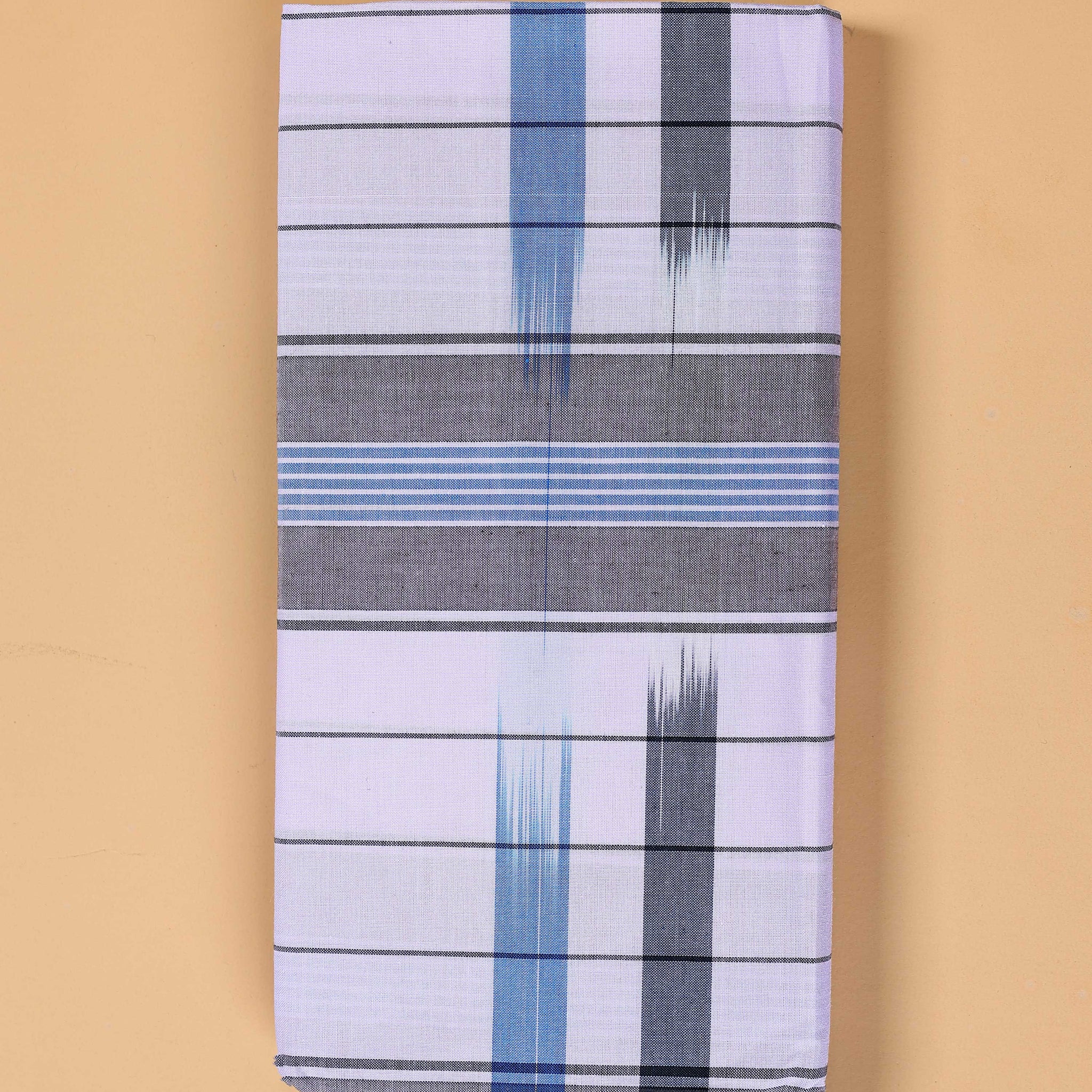 Kibs Brand Men's Premium Cotton Striped Lungi Stitched - White