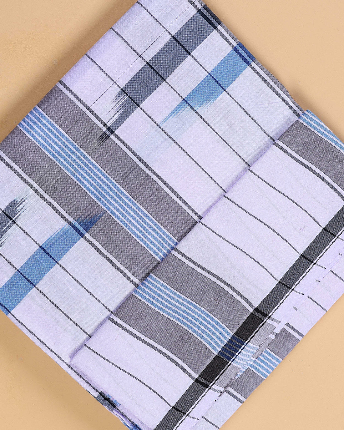 Kibs Brand Men's Premium Cotton Striped Lungi Stitched - White