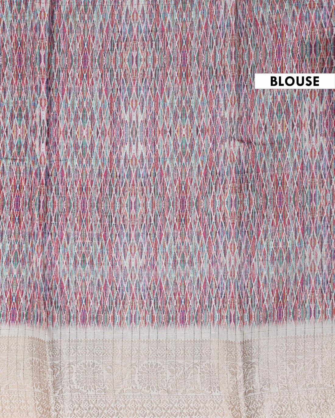 Elegant Floral Pattern Dola Silk Saree With Woven Border - White