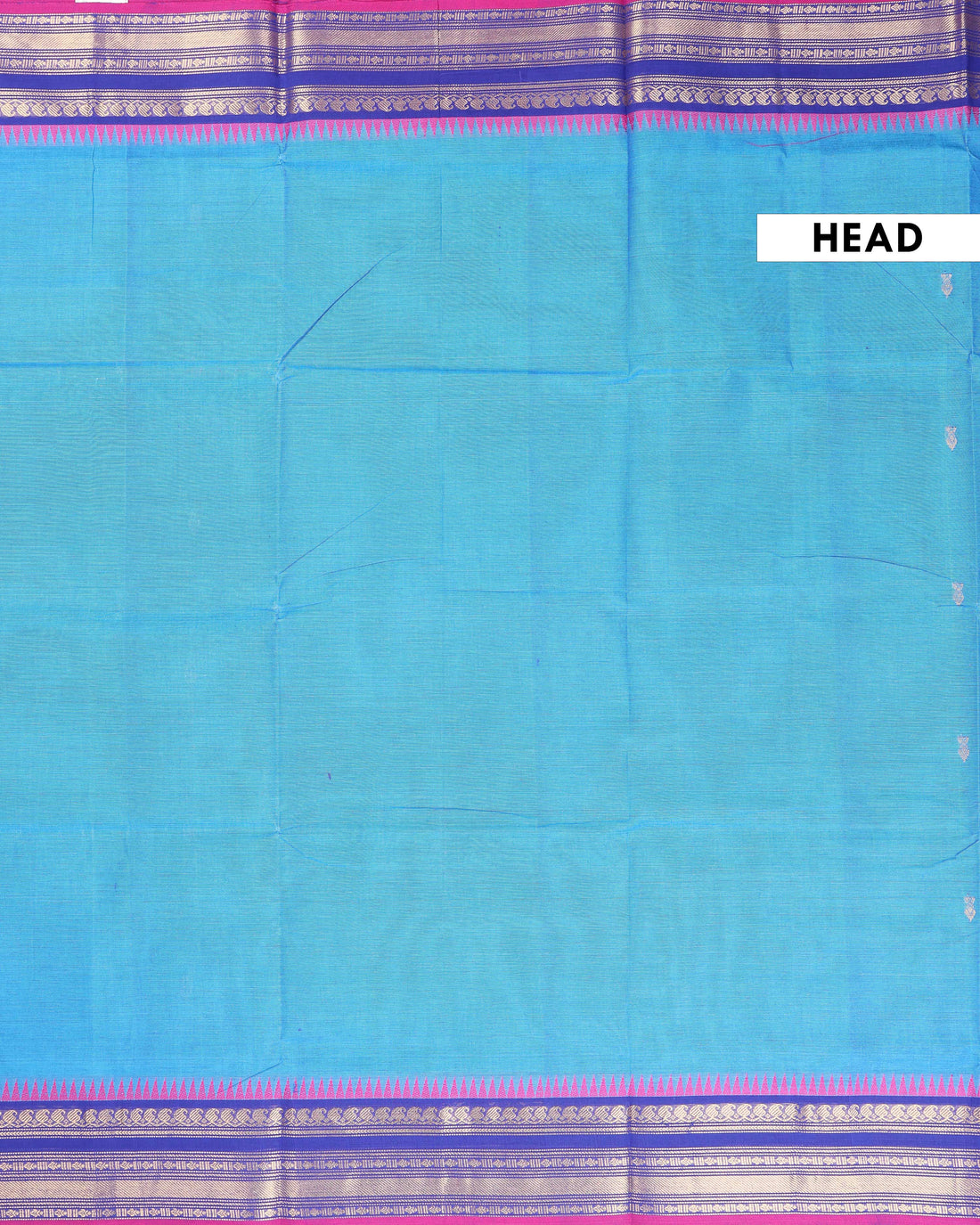 Handloom Cotton Saree with Contrast Border - Blue