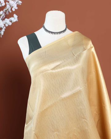 Handloom Litchi Silk Saree with Intricate Weaving and Traditional Border - Gold