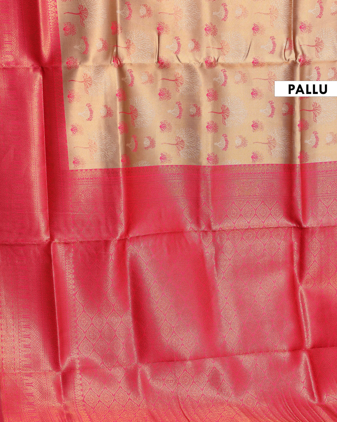 Exquisite Litchi Silk Saree with Intricate Woven Motifs - Sandal