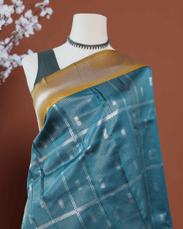 Exquisite Litchi Silk Saree with Intricate Weaving & Rich Pallu - Teal
