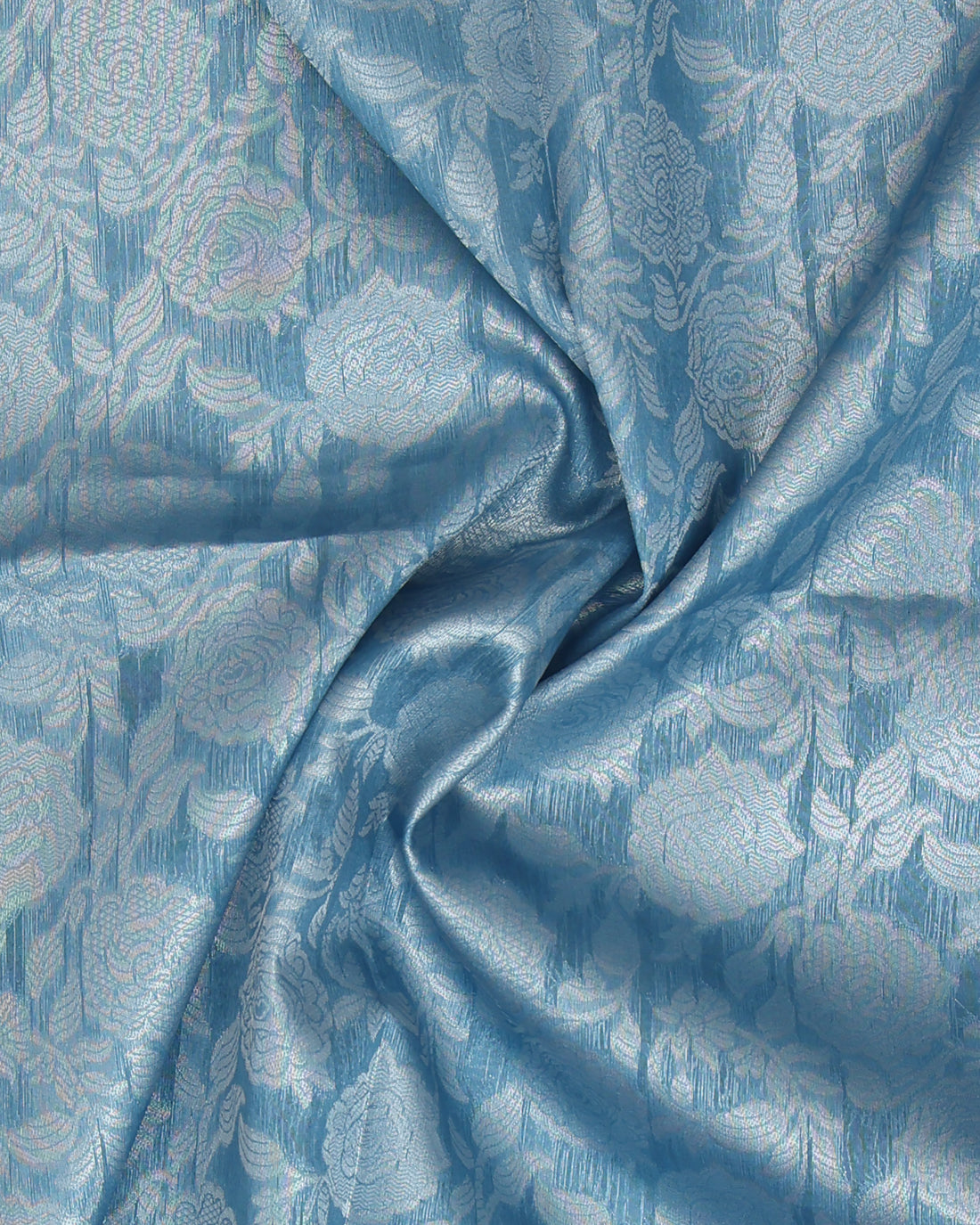 Fancy Silk Saree With Subtle Floral Print And Textured Pallu - Blue