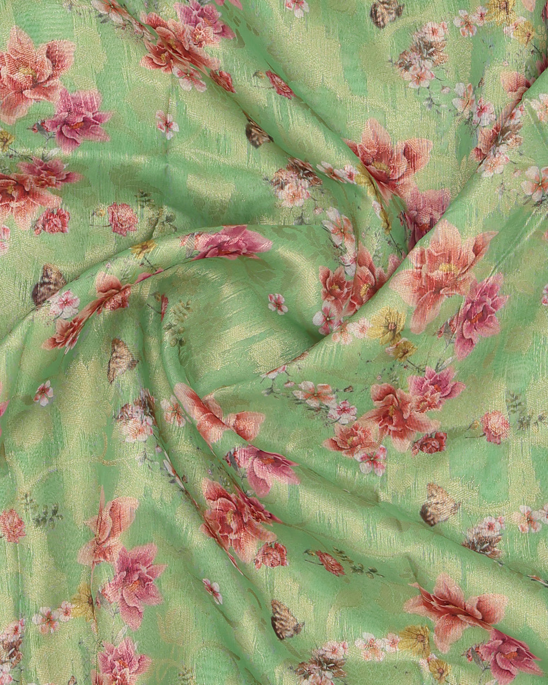 Green Printed Fancy Silk Saree
