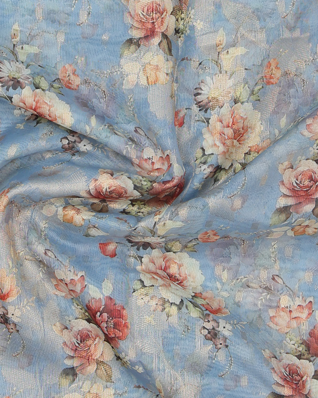 Blue Printed Fancy Silk Saree