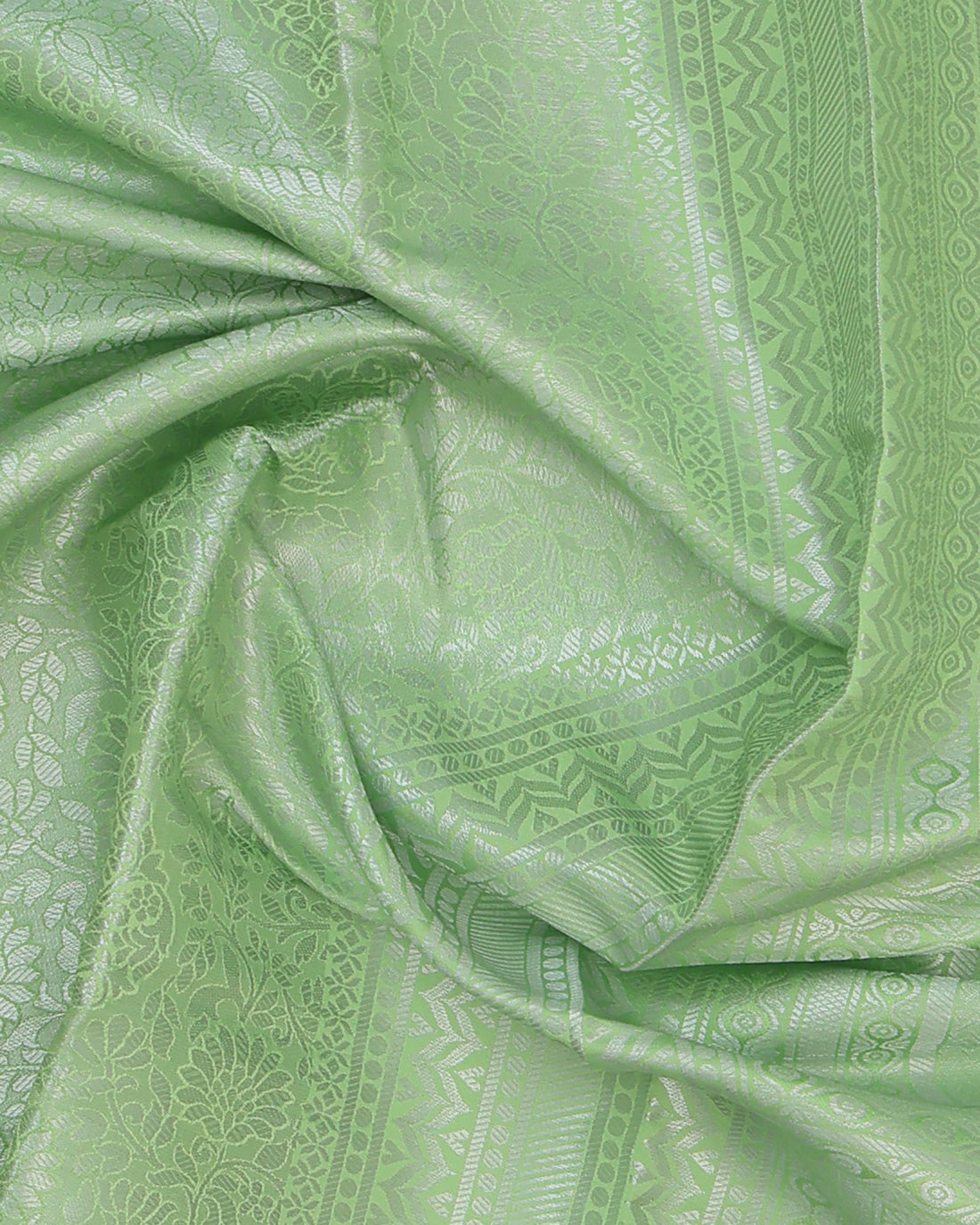 Light Green Printed Fancy Silk Saree