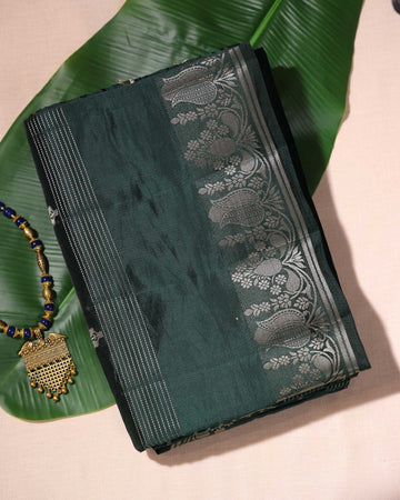 Dark Green Color Art Silk Saree