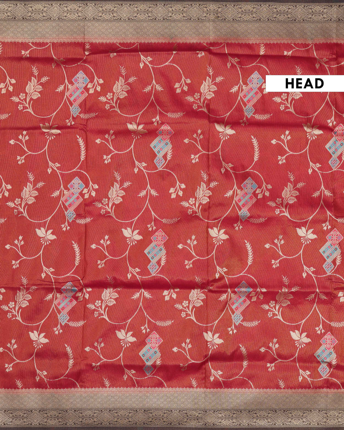 Art Silk Saree with Majestic Floral & Paisley Embellishment - Red