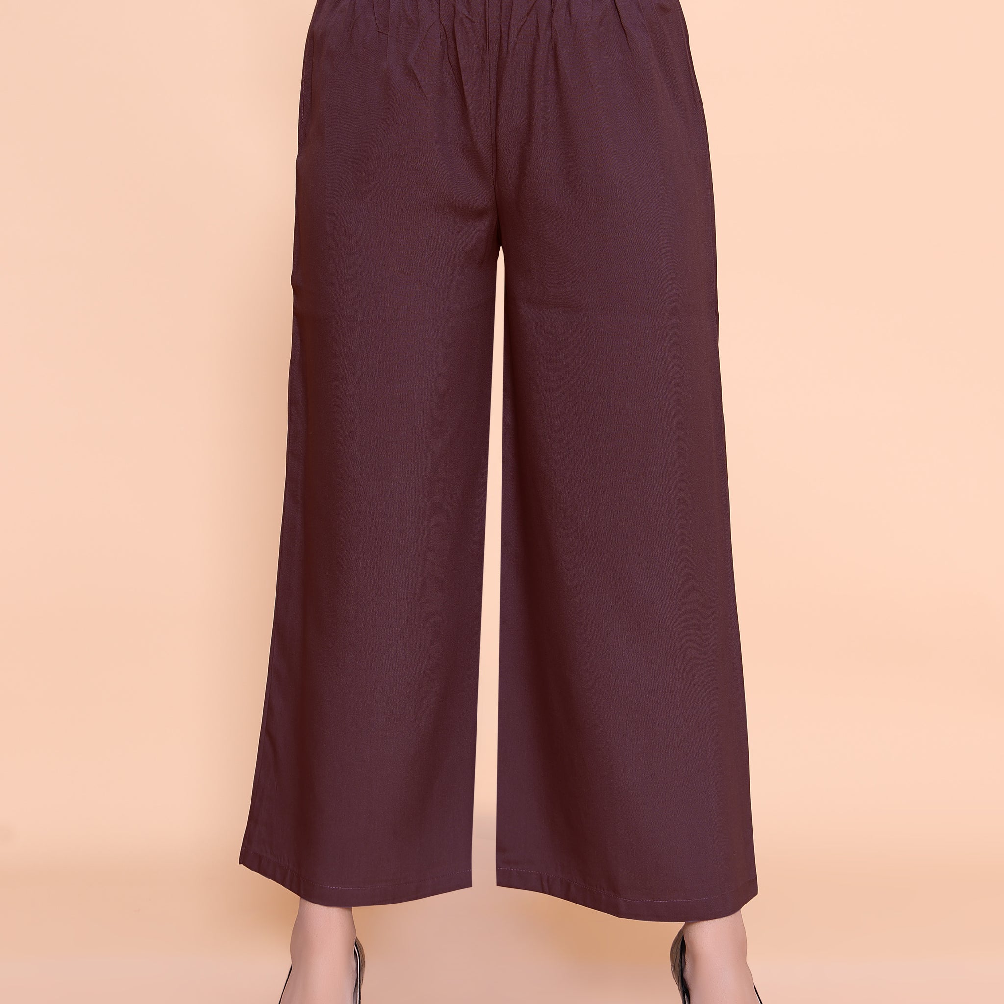 Elegant High-Waist Flared Palazzo Pant - Purple