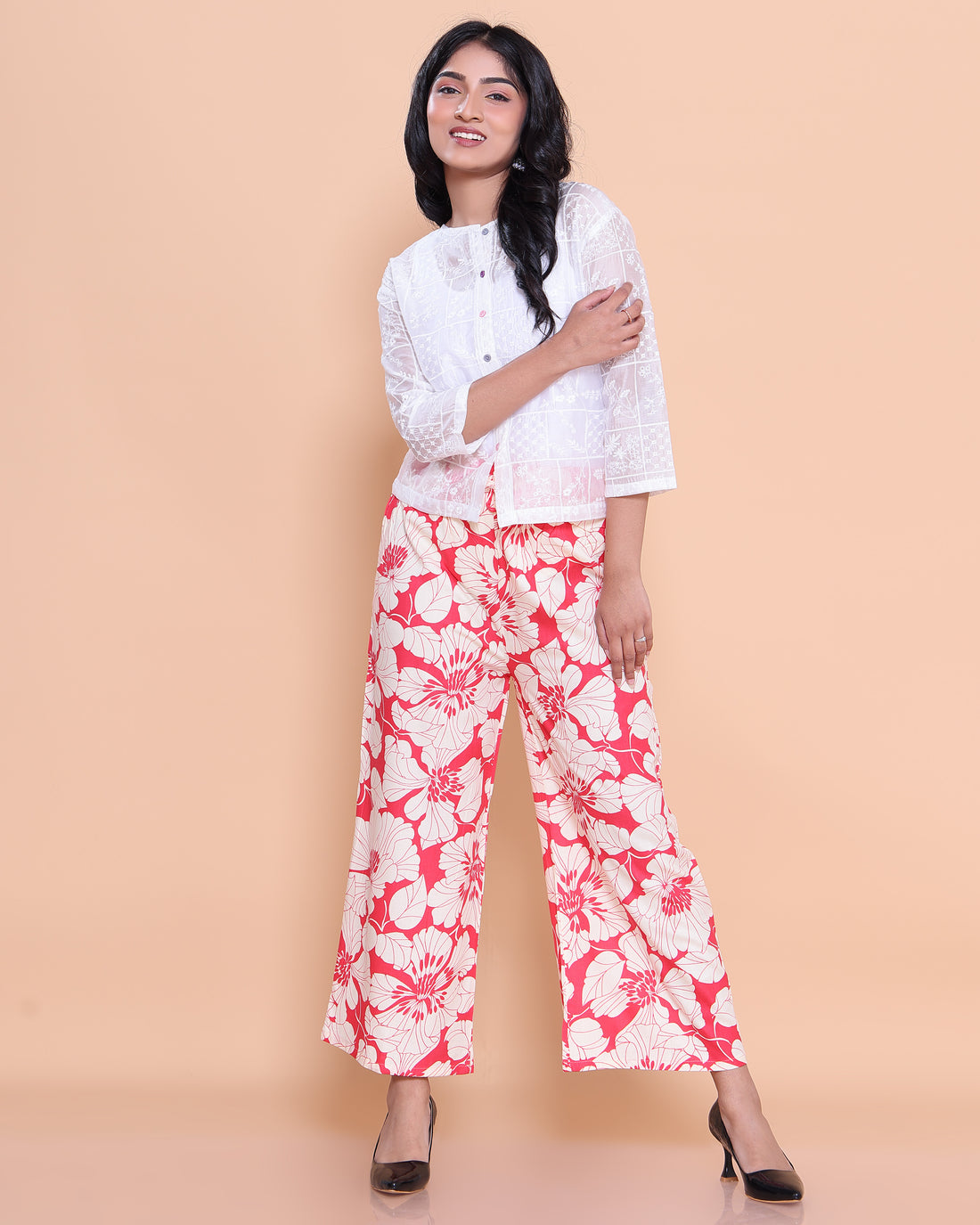 Light Red Color Womens Palazzo