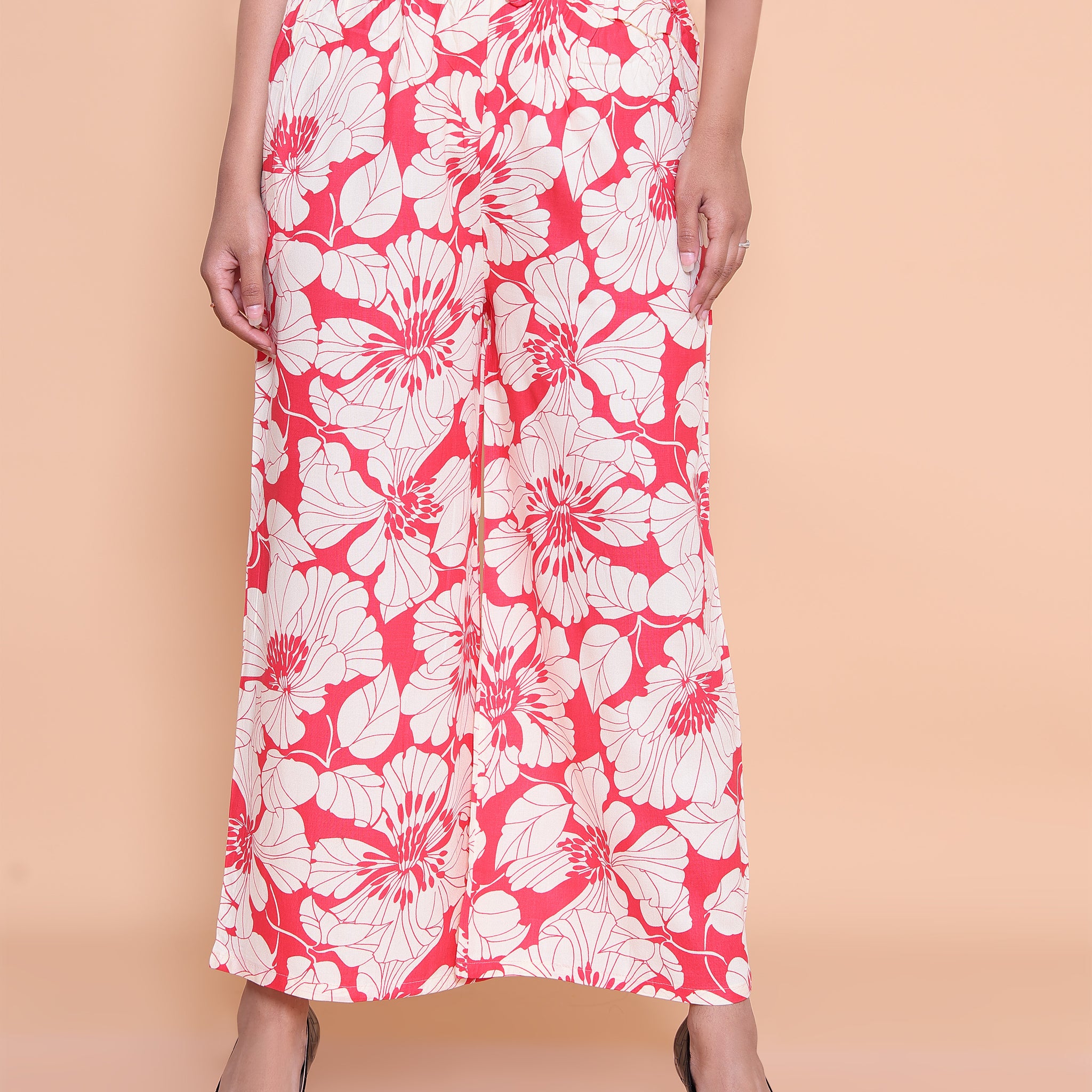 Light Red Color Womens Palazzo