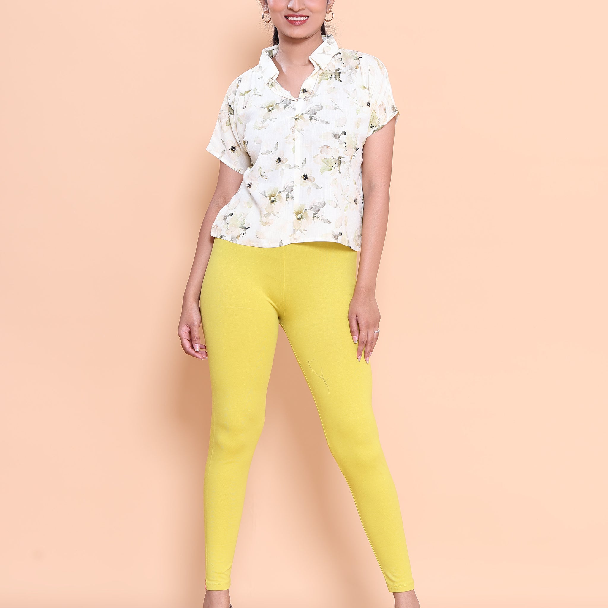 Lemon Yellow Color Leggings XXL Size