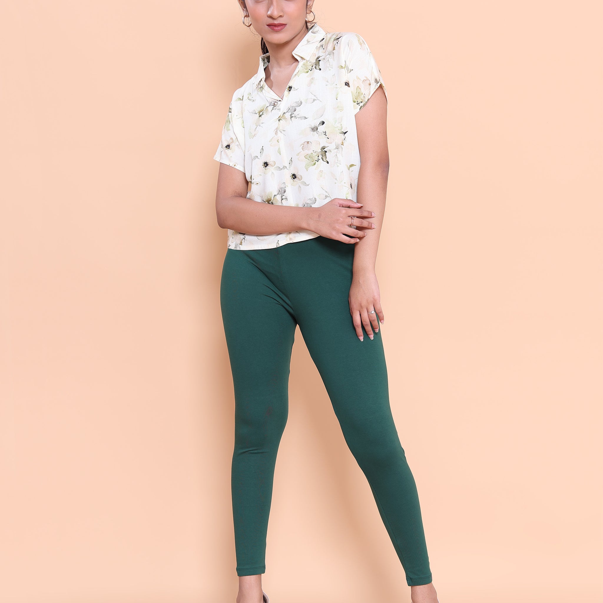 Dark Green Color Leggings XXL Size