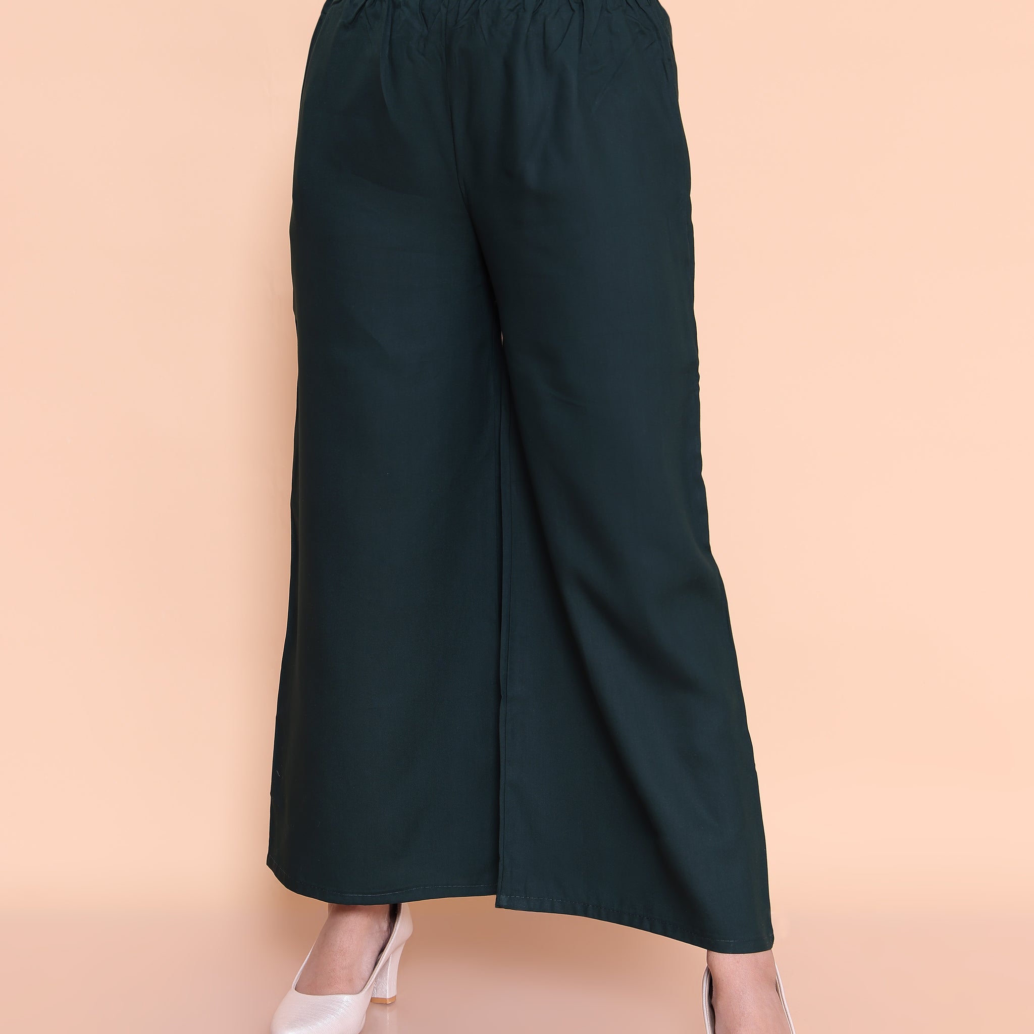 Elegant High-Waist Flared Palazzo Pant - Green