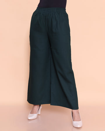 Elegant High-Waist Flared Palazzo Pant - Green
