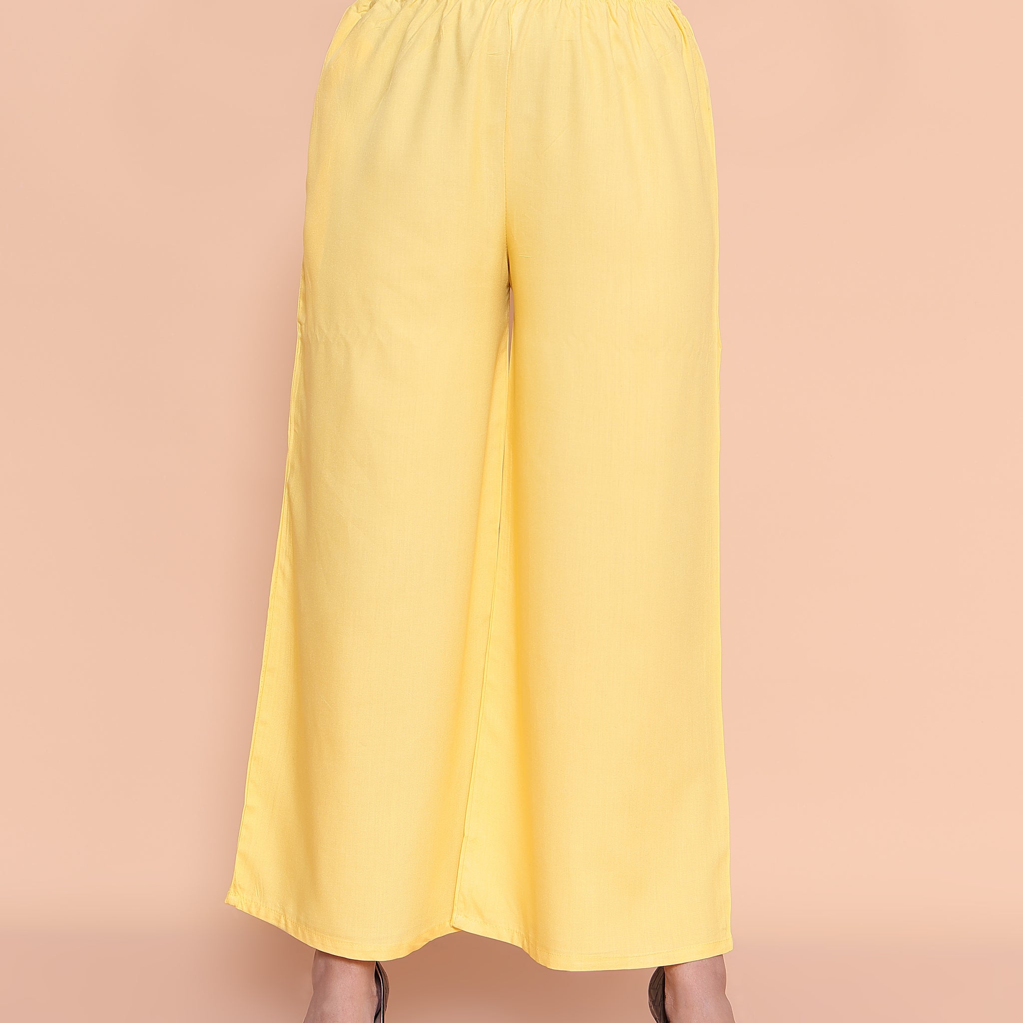 Elegant High-Waist Flared Palazzo Pant - Yellow