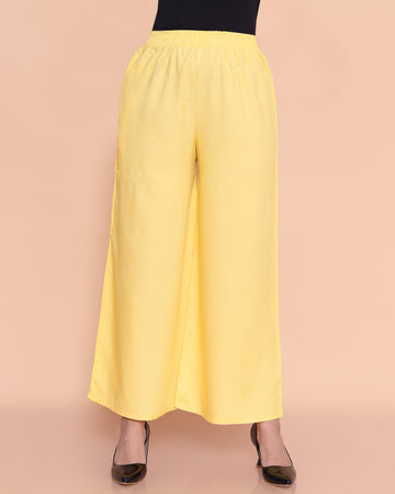 Elegant High-Waist Flared Palazzo Pant - Yellow