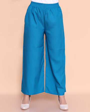 Elegant High-Waist Flared Palazzo Pants -Blue