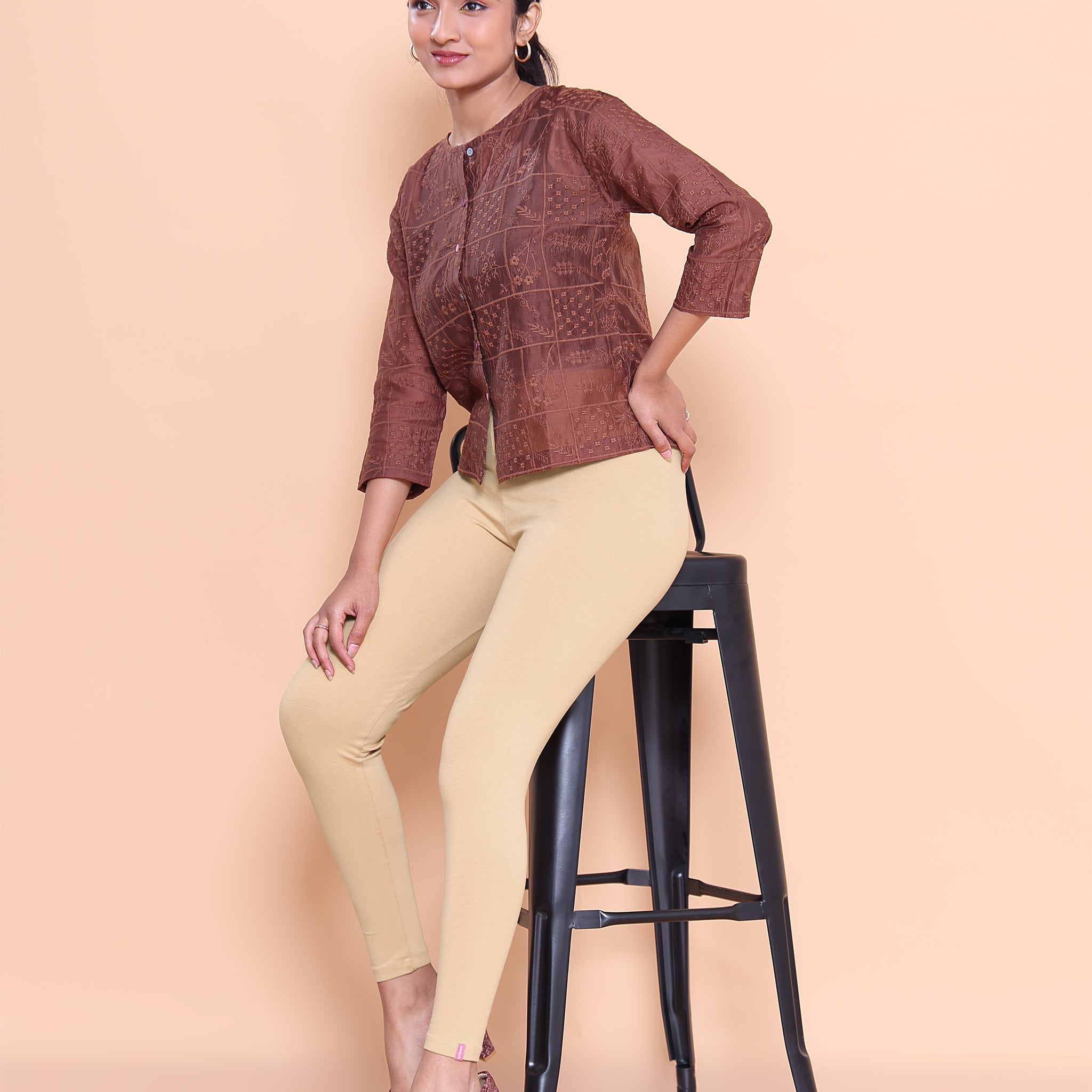 Beige Color Leggings XXL Size