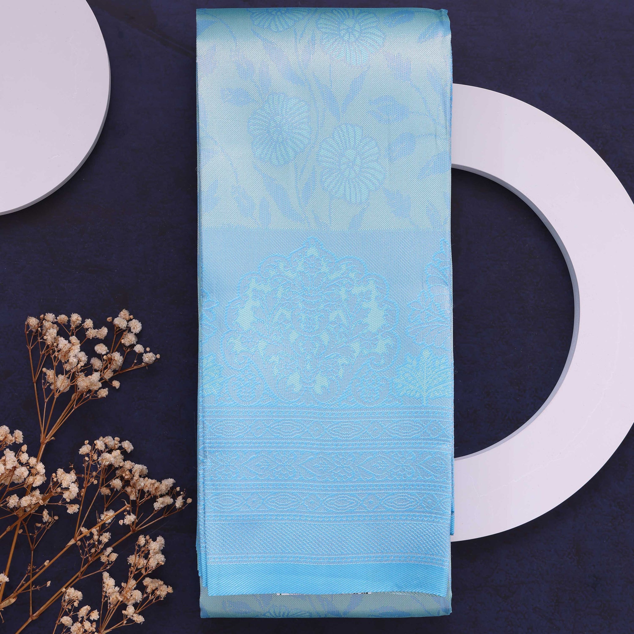 Elampillai Silk Cotton Saree with Elegant Border - Blue