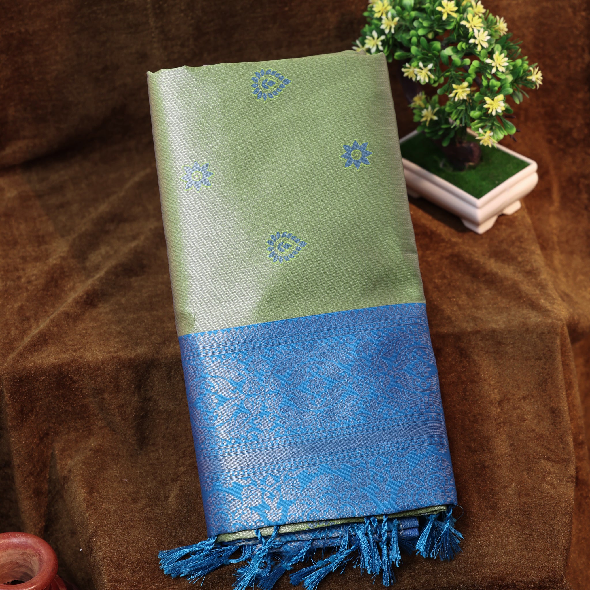 Green Color Lichi Silk Saree