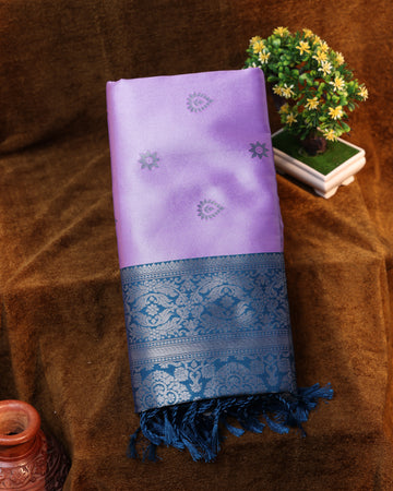 Lavender Color Lichi Silk Saree