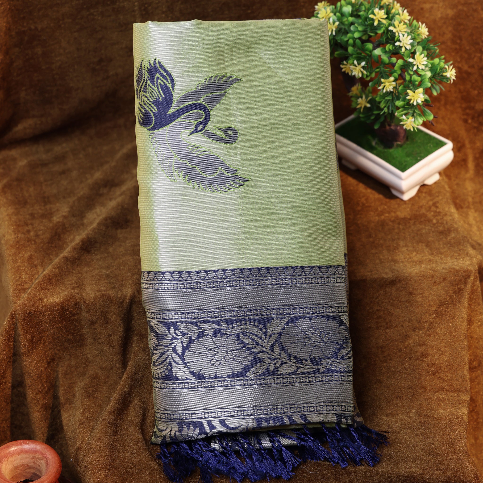 Green Color Lichi Silk Saree
