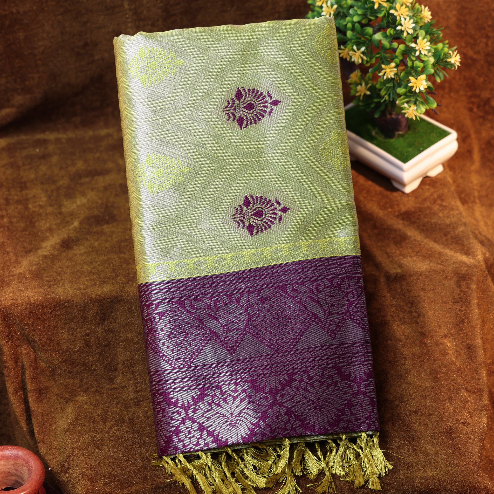 Green Color Lichi Silk Saree