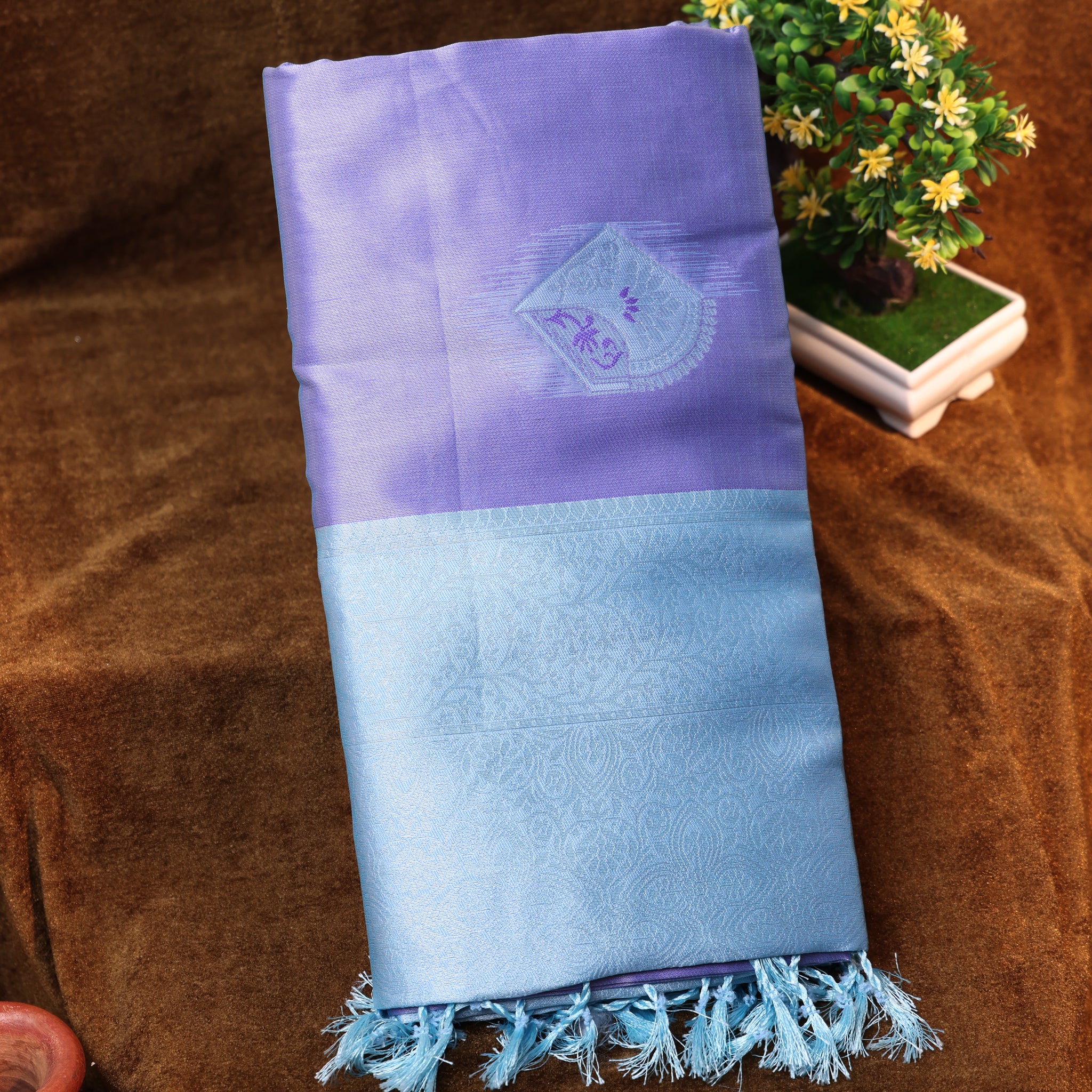 Lavender Color Lichi Silk Saree