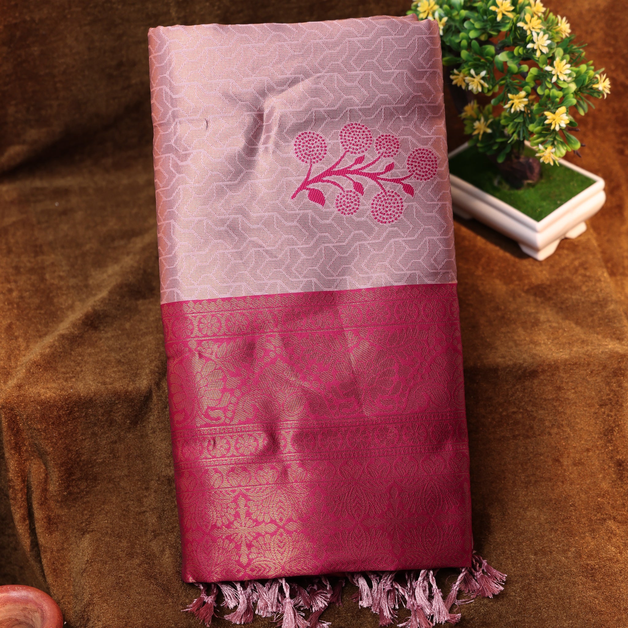 Copper Color Lichi Silk Saree