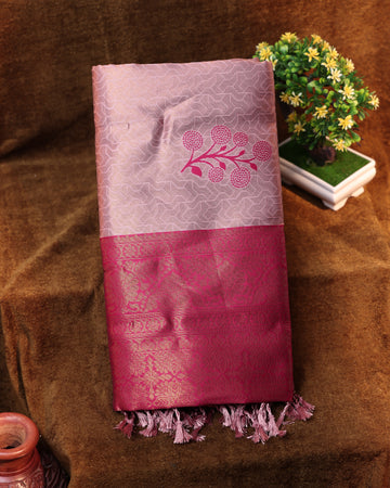 Copper Color Lichi Silk Saree