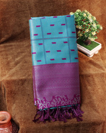 Blue Color Lichi Silk Saree