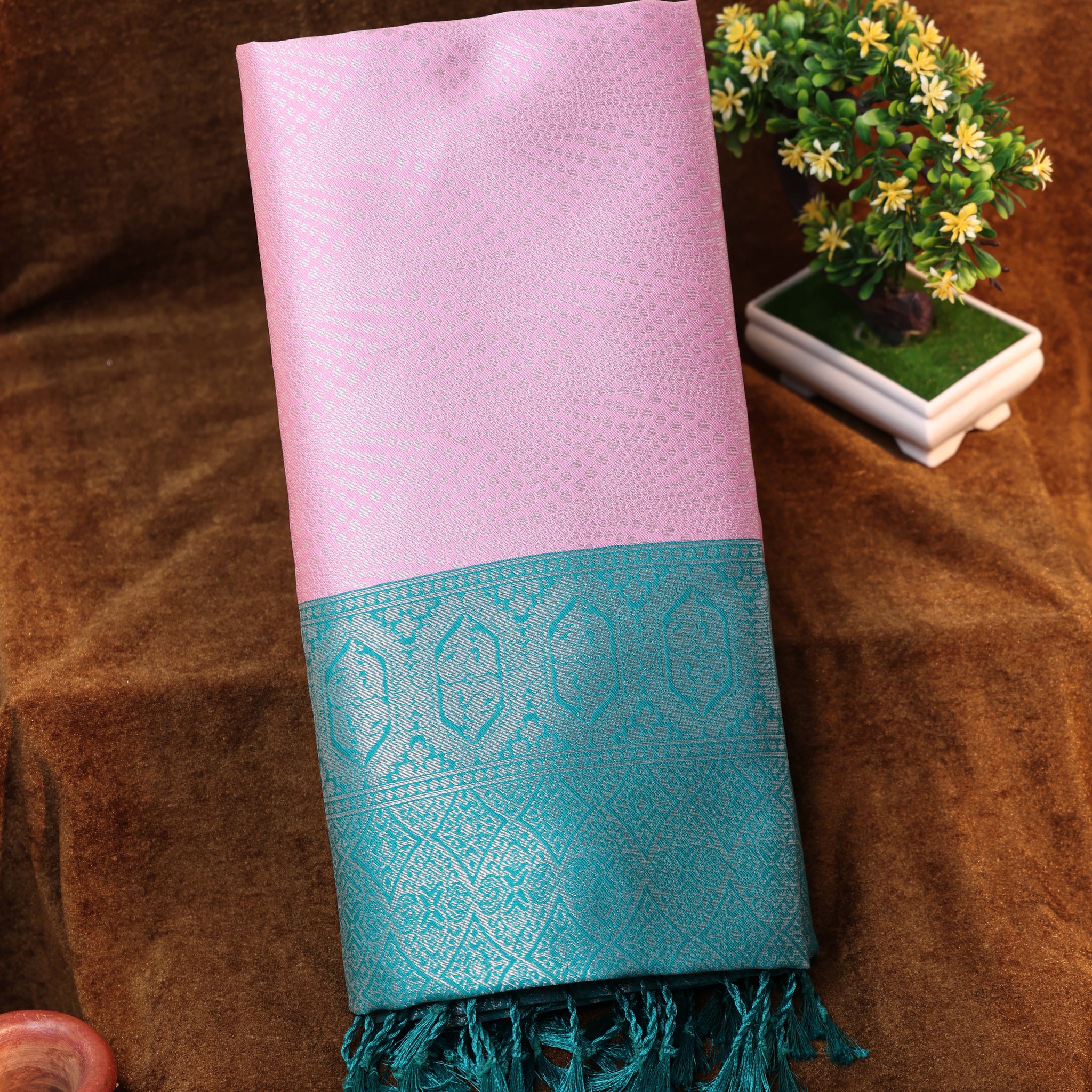 Pink Color Lichi Silk Saree