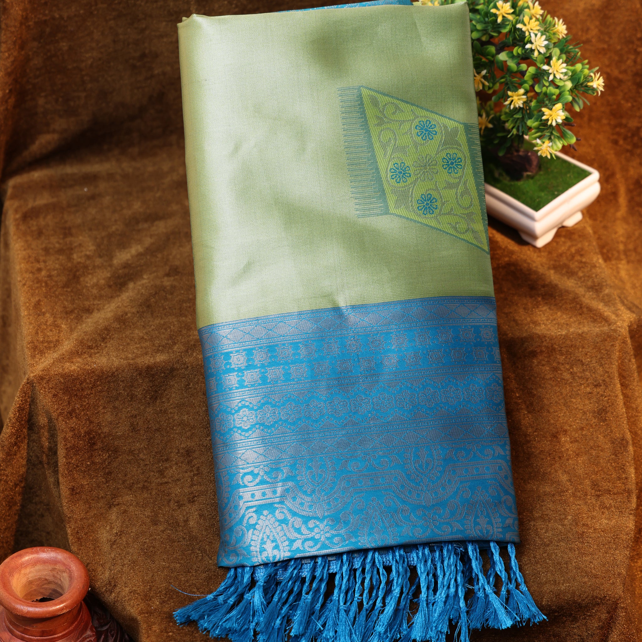 Green Color Lichi Silk Saree