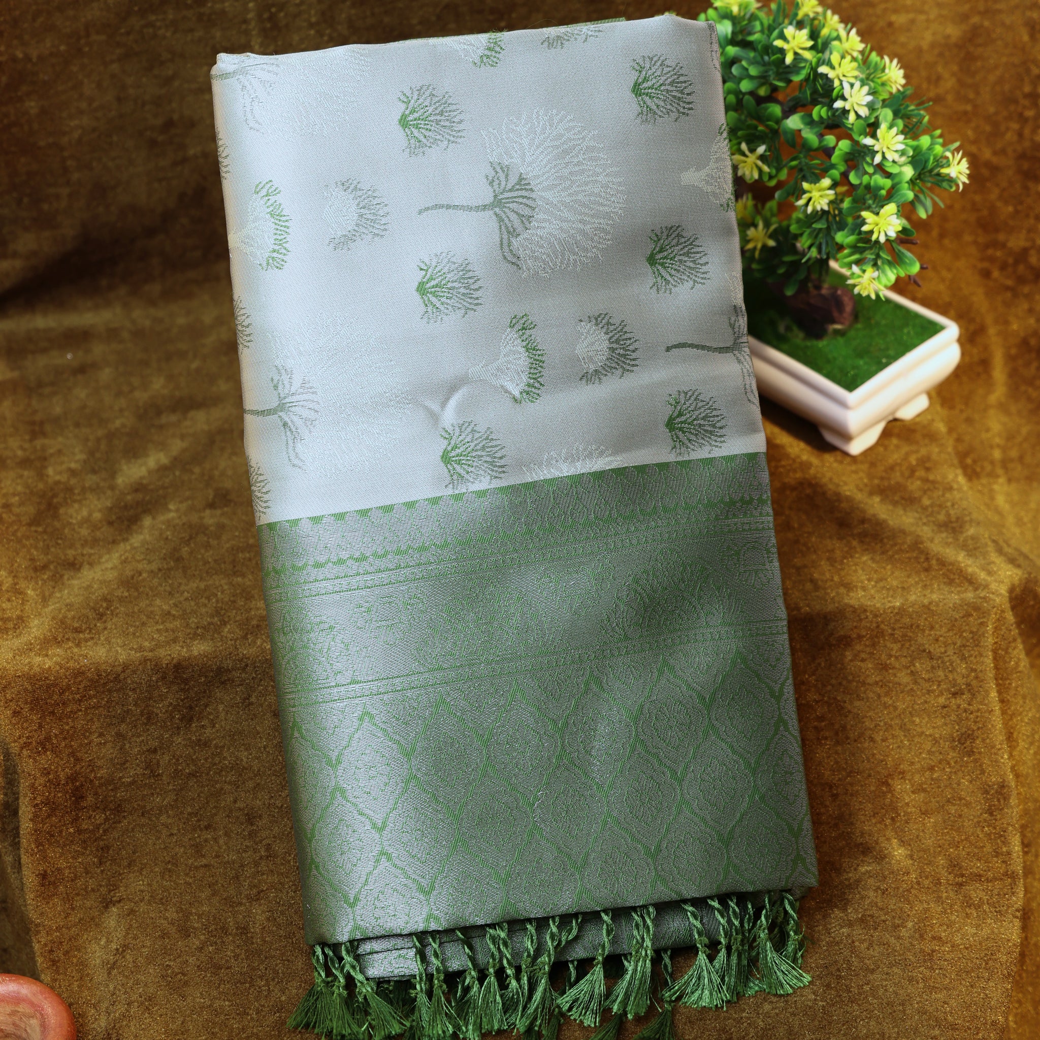 Green Color Lichi Silk Saree