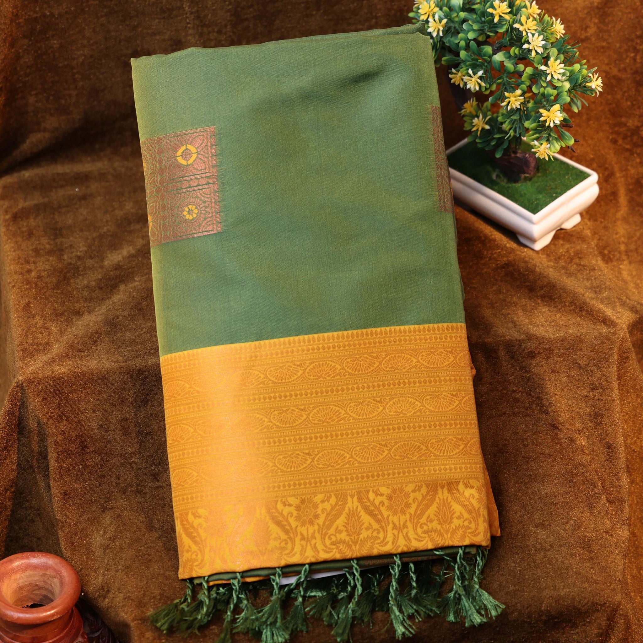 Green Color Lichi Silk Saree